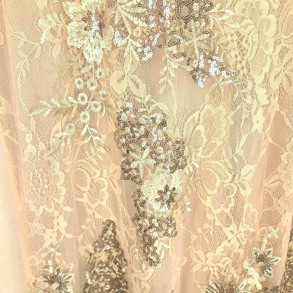 MAC DUGGAL 67842 Taupe Beaded Embroidered Lace Bell Sleeve Gown Womens (12) $698 - Picture 7 of 16